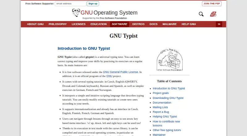 GNU Typist's own site