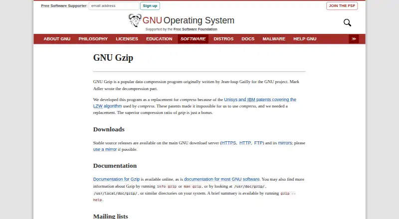 GNU Gzip's own site
