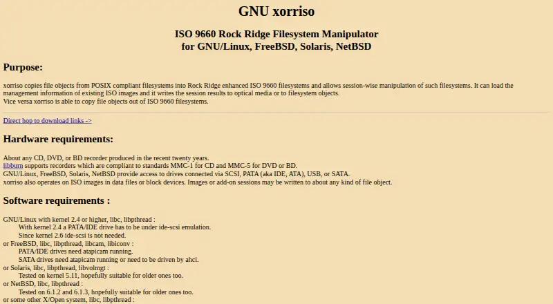 GNU xorriso's own site