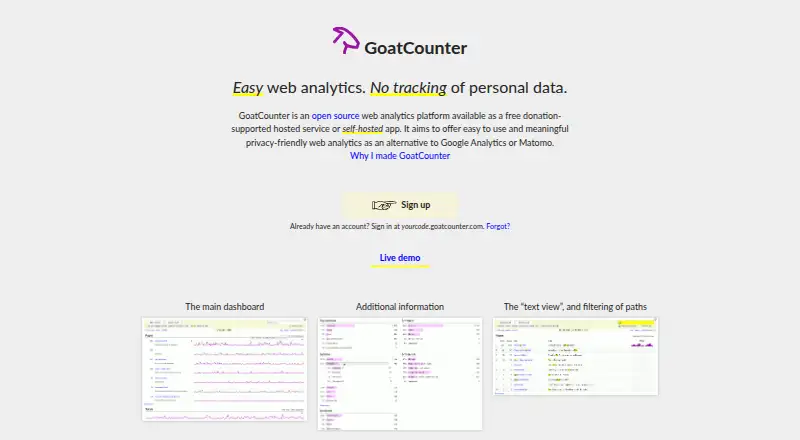 GoatCounter's own site