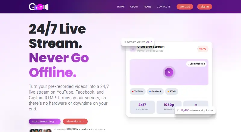 GoLiveIndia Ultra Live's own site