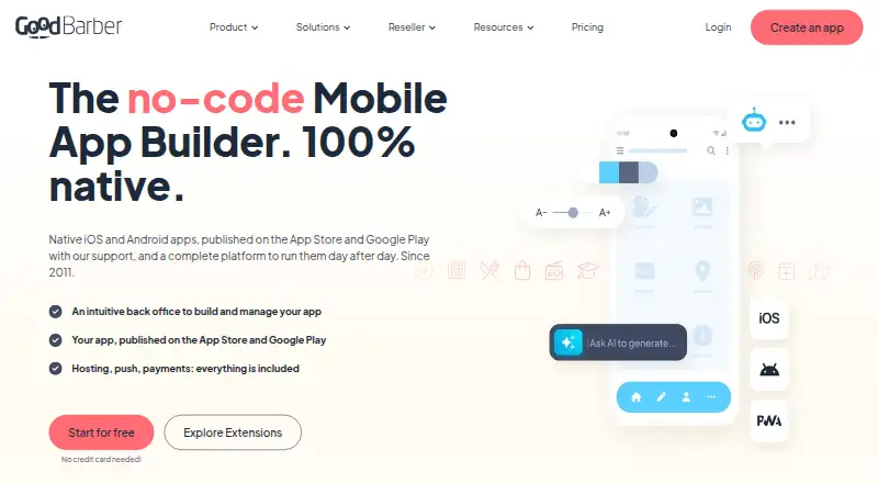 GoodBarber's own site