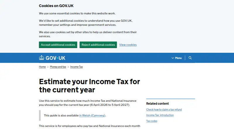 HMRC Income Tax Estimate's own site
