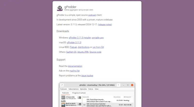 gPodder's own site