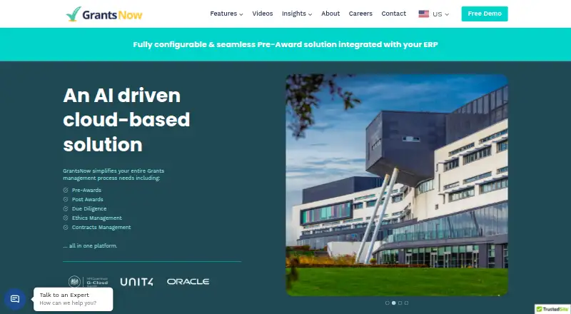 The GrantsNow homepage