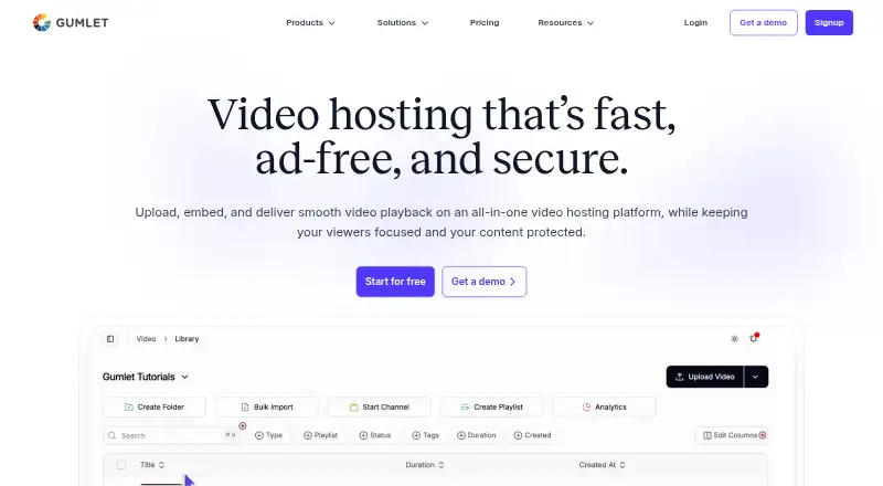 Gumlet Video's own site