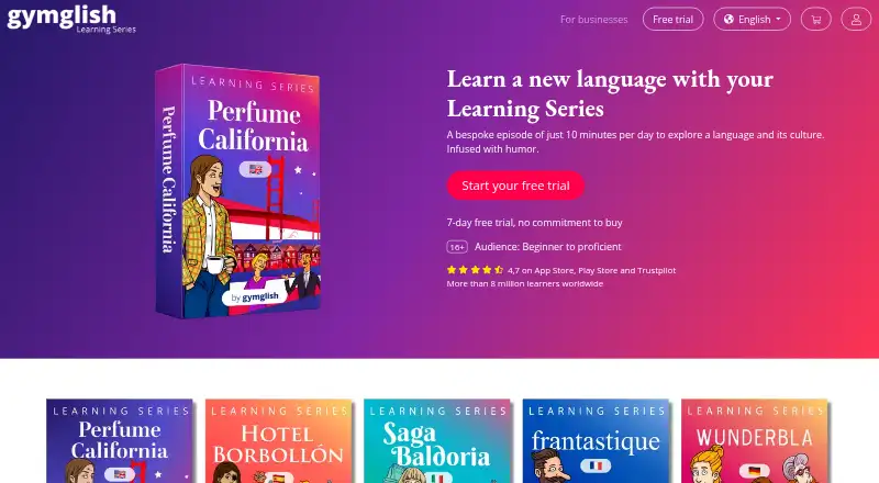 Gymglish's own site