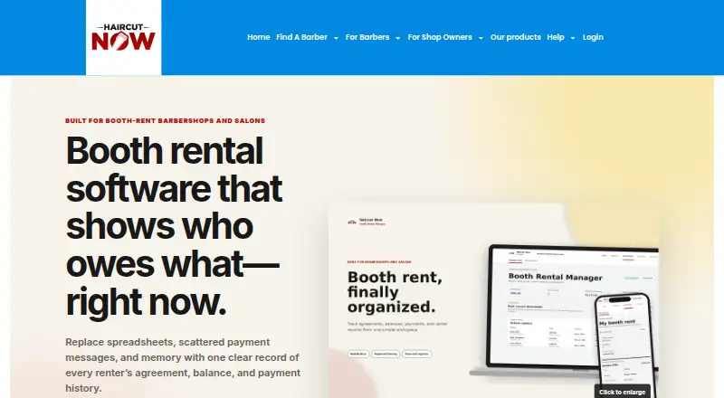 Booth Rental Manager's own site