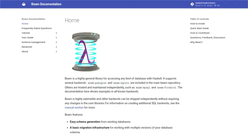 Beam's own site