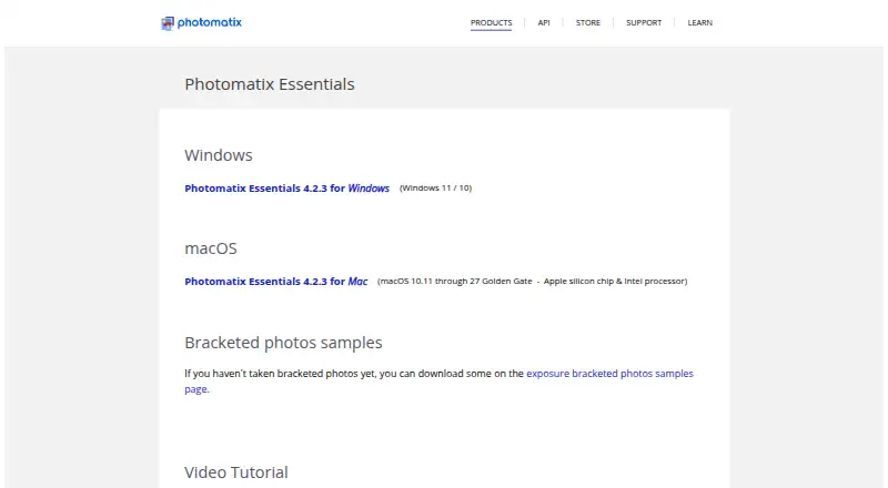 Photomatix Essentials's own site