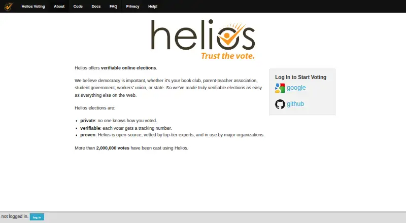 Helios Voting's own site