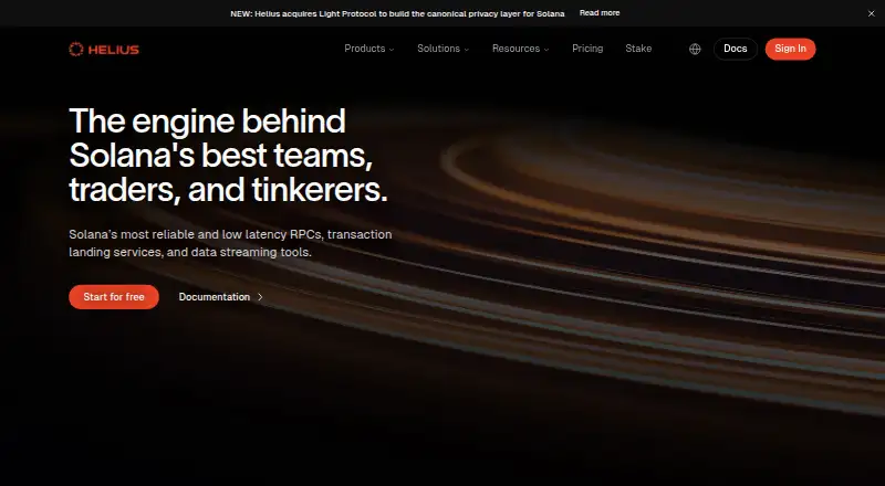 Helius's own site
