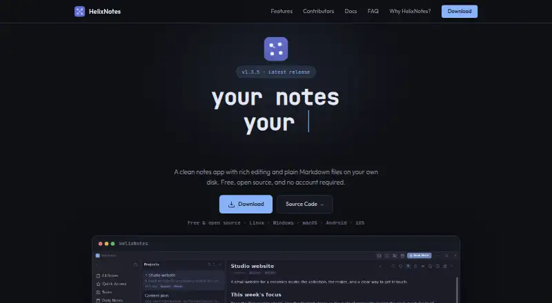HelixNotes's own site