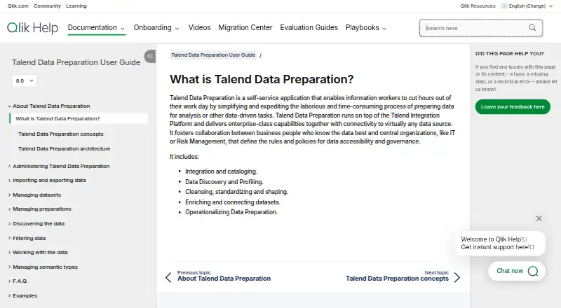 Talend Cloud Data Preparation's own site