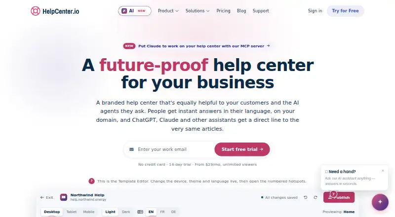HelpCenter.io's own site