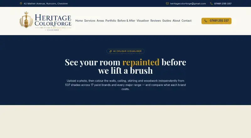 Heritage Colorforge AI Colour Visualiser's own site