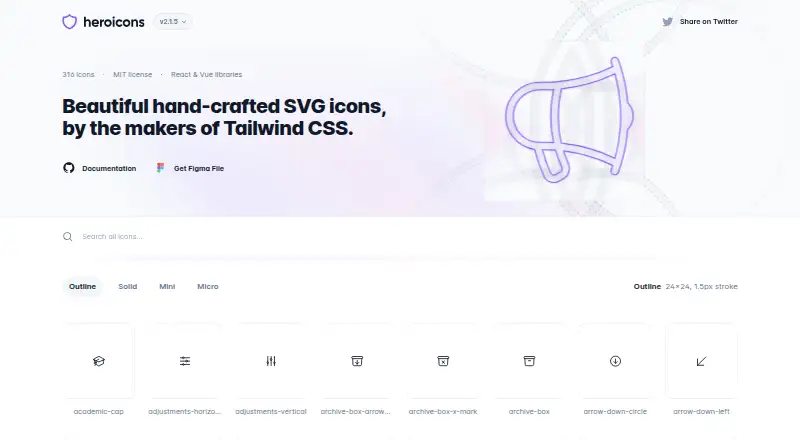 Heroicons's own site