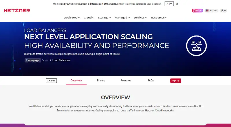 Hetzner Cloud Load Balancer's own site