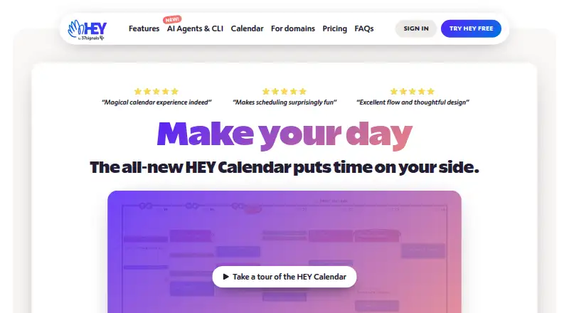 HEY Calendar's own site