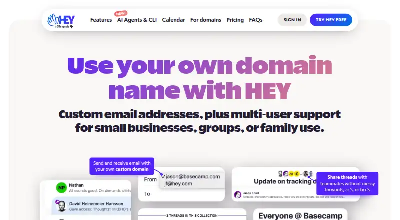HEY for Domains's own site