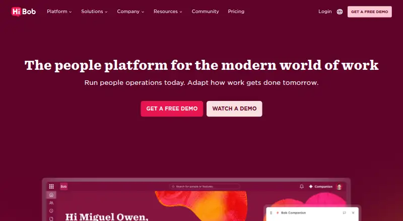 HiBob's own site