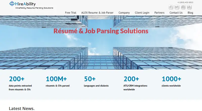 HireAbility ALEX Resume Parser's own site