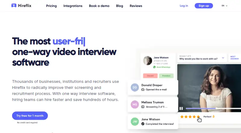 Hireflix's own site