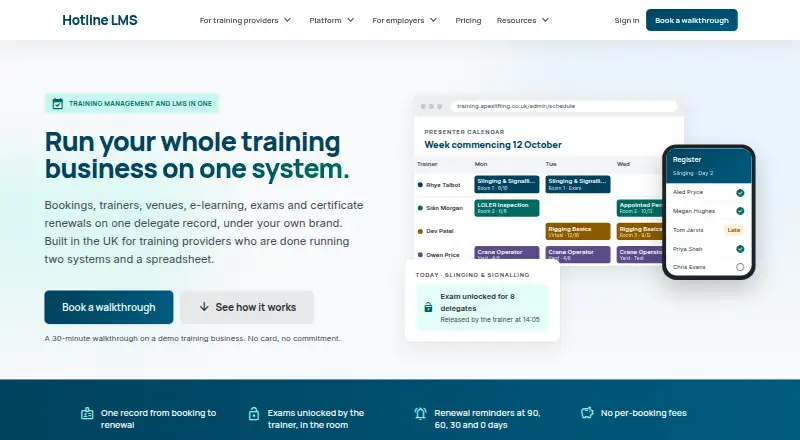Hotline LMS's own site