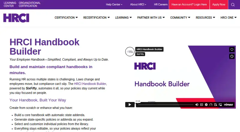 HRCI Handbook Builder's own site