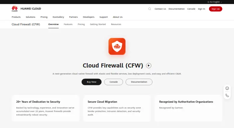 Huawei Cloud Firewall's own site