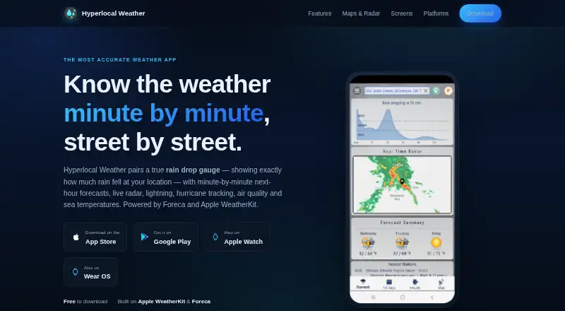 Hyperlocal Weather's own site
