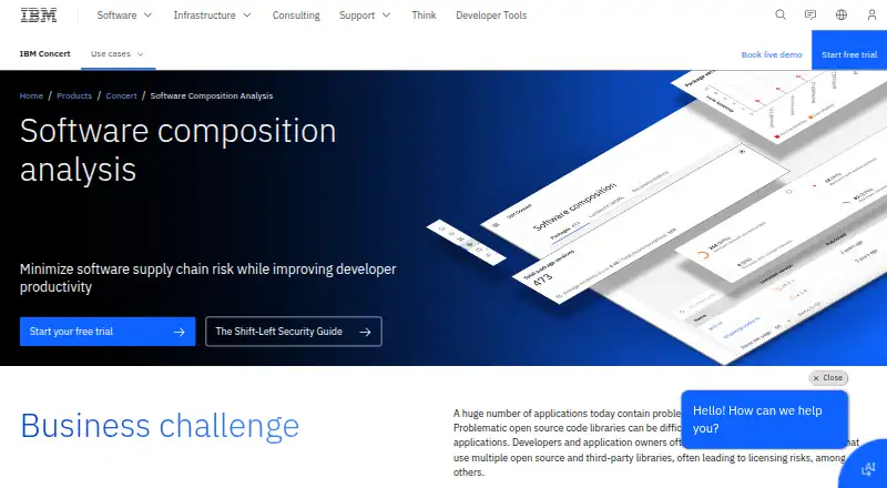 IBM Concert Software Composition Analysis's own site