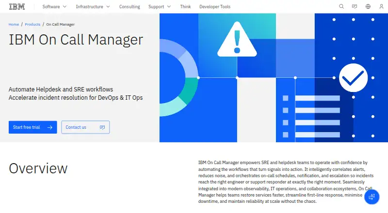 IBM On Call Manager's own site