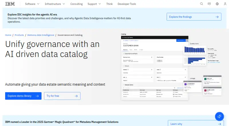 IBM Knowledge Catalog's own site