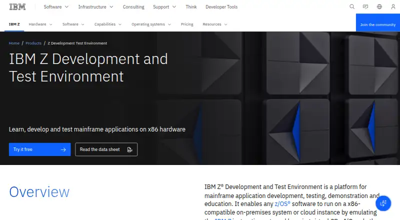 IBM Z Development and Test Environment's own site