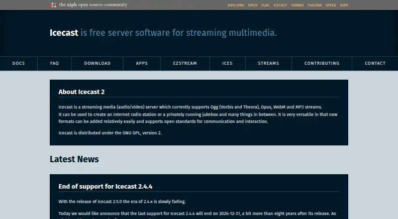 Icecast's own site