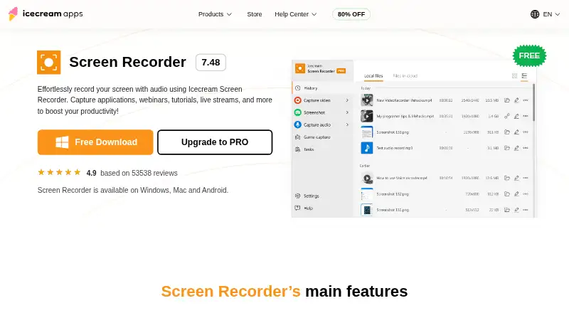 Icecream Screen Recorder's own site