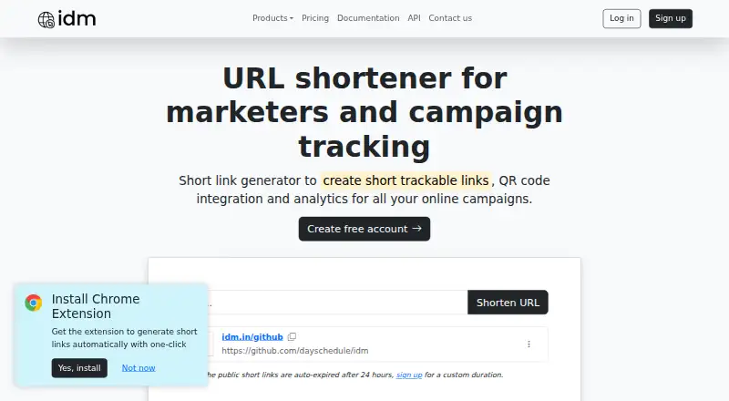 IDM URL Shortener's own site