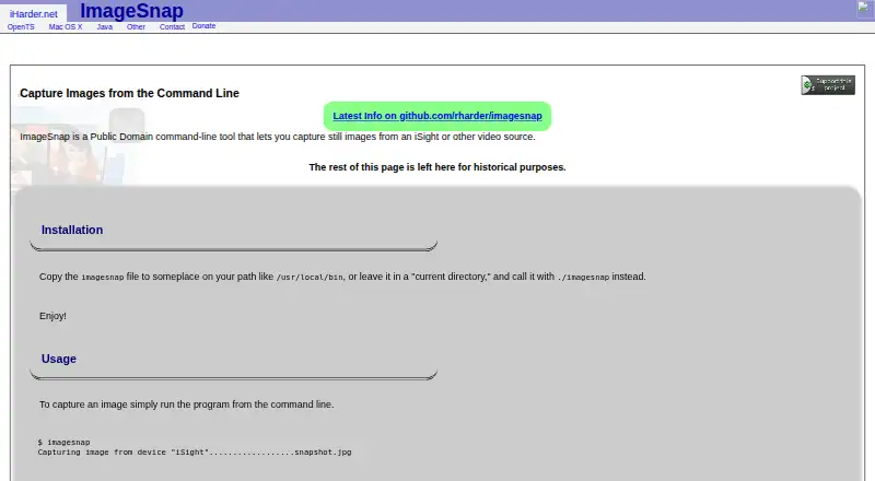 ImageSnap's own site