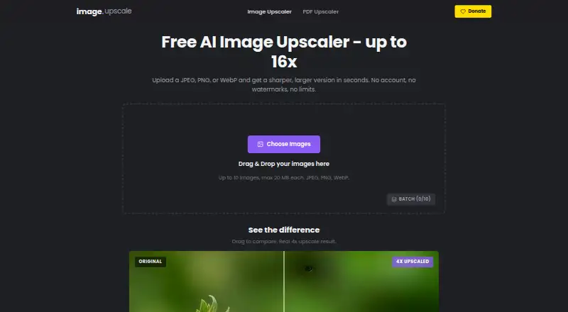 Image Upscale's own site