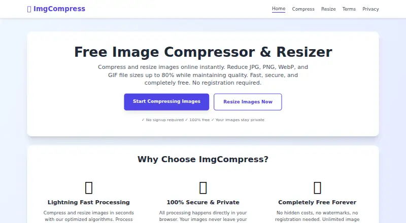 ImgCompress's own site