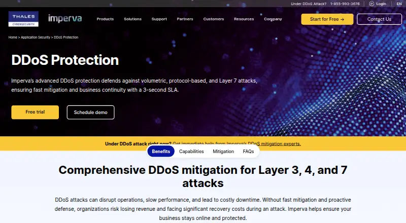 Imperva DDoS Protection's own site