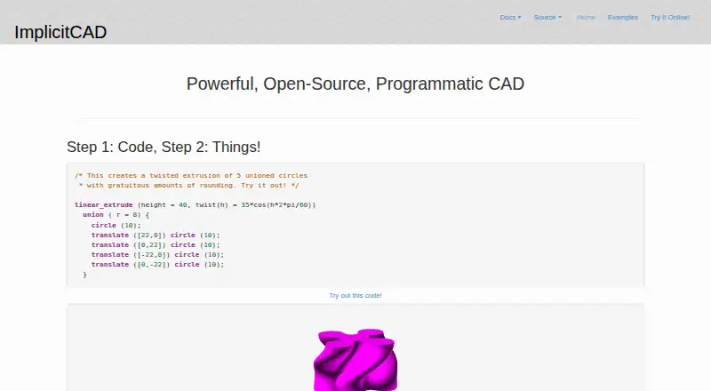 ImplicitCAD's own site