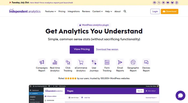 Independent Analytics's own site