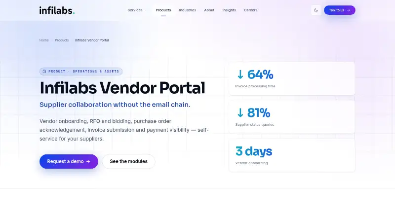 Infilabs Vendor Portal's own site