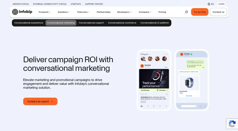 Infobip Conversational Marketing's own site