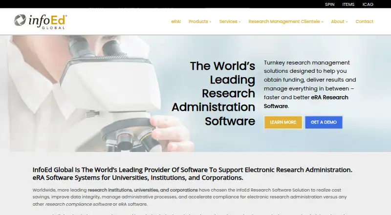The InfoEd Global homepage