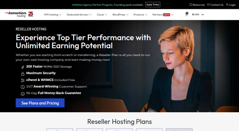 InMotion Hosting Reseller Hosting's own site