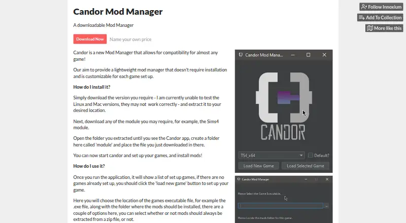 Candor Mod Manager's own site