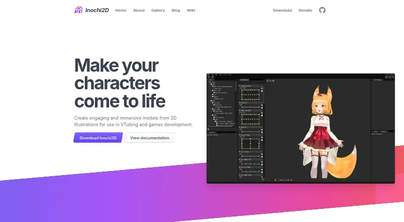 Inochi Creator's own site